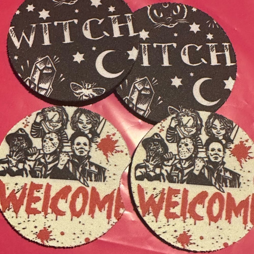Witch Horror Movie Halloween Car Cup Coasters